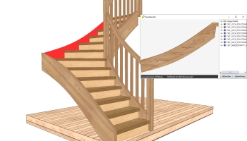 Połączenia schodów: Polecenie tworzy czopy i gniazda w wangach przy stopniach i/lub podstopnicach.